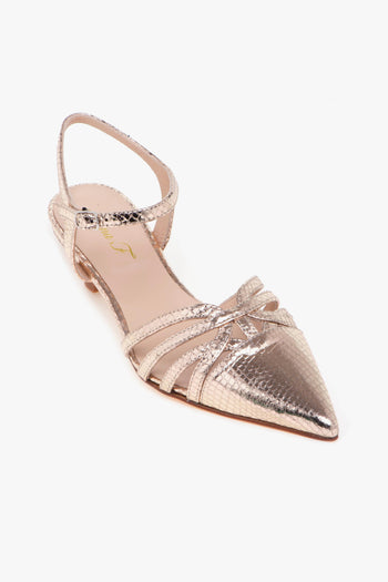 Sandalo slingback . in pelle laminata stampa rettile con tacco 55 mm - 4