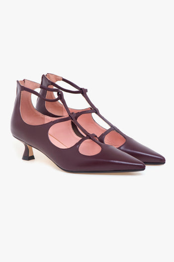 Decolletè . in pelle con cinturini elasticizzati e tacco 45 mm - 2