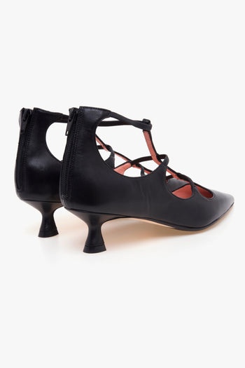 Decolletè . in pelle con cinturini elasticizzati e tacco 45 mm - 3