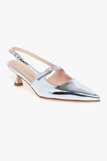 Sling-back . in pelle laminata con tacco 55 mm. - 4