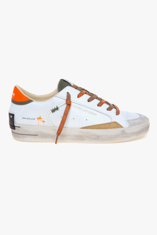 Sneaker SK8 Deluxe in pelle con dettagli arancio fluo, ambra e militare
