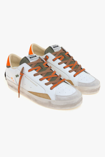 Sneaker SK8 Deluxe in pelle con dettagli arancio fluo, ambra e militare - 2