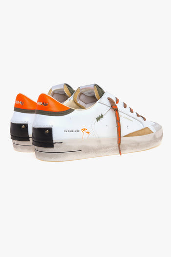 Sneaker SK8 Deluxe in pelle con dettagli arancio fluo, ambra e militare - 3
