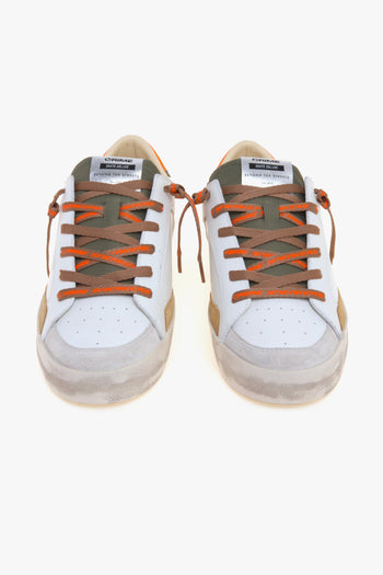 Sneaker SK8 Deluxe in pelle con dettagli arancio fluo, ambra e militare - 5