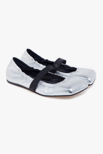 Ballerina Vic Matiè in pelle laminata con punta quadra e cinturino - 2