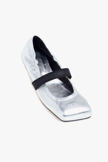 Ballerina Vic Matiè in pelle laminata con punta quadra e cinturino - 4