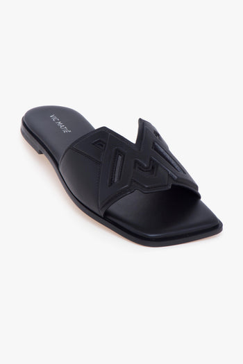 Ciabatta Vic Matiè in pelle con fascia e logo VM embossed - 4