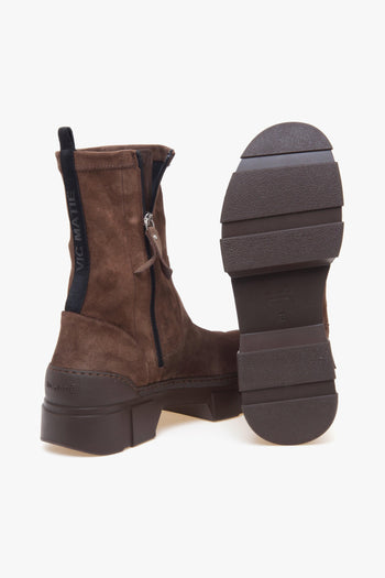 Tronchetto Vic Matiè in camoscio con gambale stretch e suola in gomma - 3