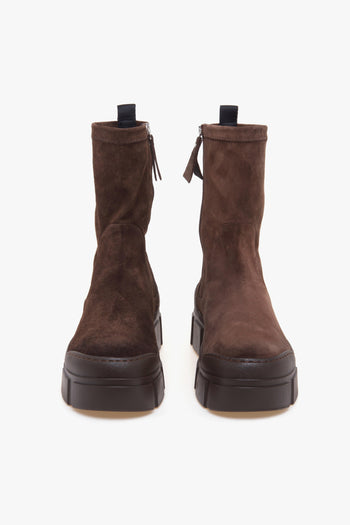 Tronchetto Vic Matiè in camoscio con gambale stretch e suola in gomma - 4