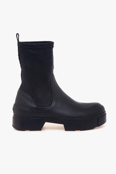 Tronchetto Vic Matiè in pelle con gambale stretch e suola in gomma