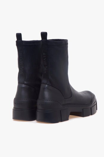 Tronchetto Vic Matiè in pelle con gambale stretch e suola in gomma - 3