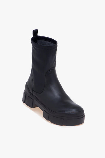 Tronchetto Vic Matiè in pelle con gambale stretch e suola in gomma - 4