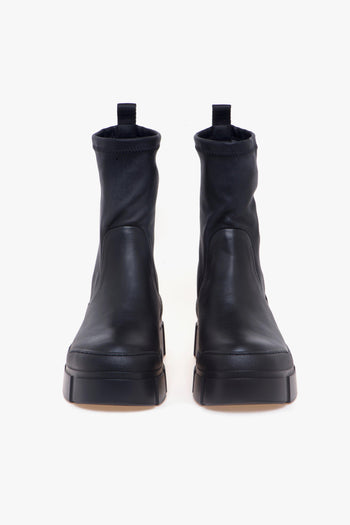 Tronchetto Vic Matiè in pelle con gambale stretch e suola in gomma - 5