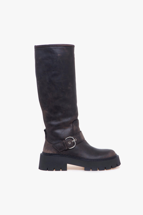 Stivale - biker Vic Matiè in pelle anticata con suola in gomma