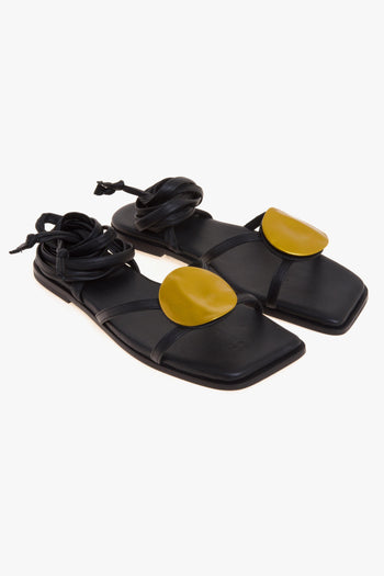 Sandalo flat Vic Matiè allacciato alla schiava con placca in metallo ottone - 2