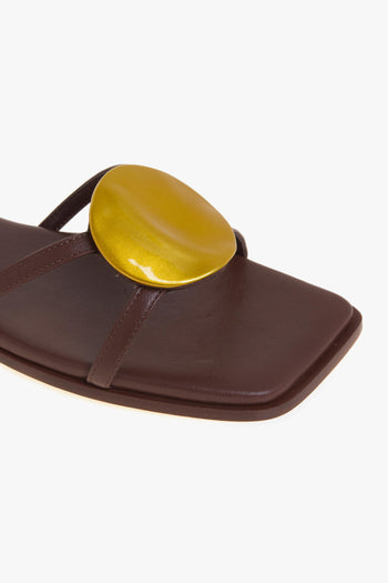 Sandalo flat Vic Matiè allacciato alla schiava con placca in metallo ottone - 4