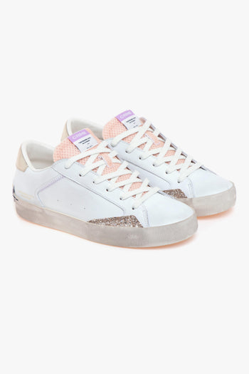 Sneaker "Distressed" in pelle e glitter - 2