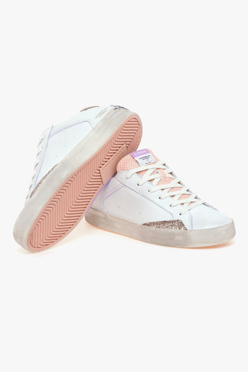 Sneaker "Distressed" in pelle e glitter - 4