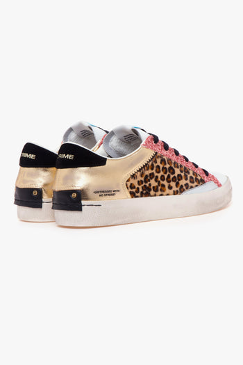 Sneaker "Distresses" in pelle, cavallino e glitter - 3