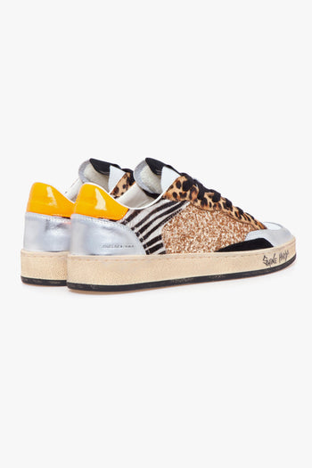 Sneaker "Chelsea" in pelle e glitter con inserti animalier - 3