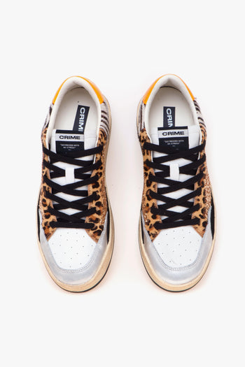 Sneaker "Chelsea" in pelle e glitter con inserti animalier - 5