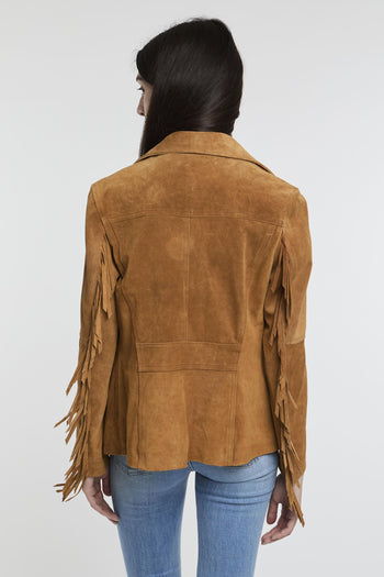 Giubbotto in suede con frange - 5