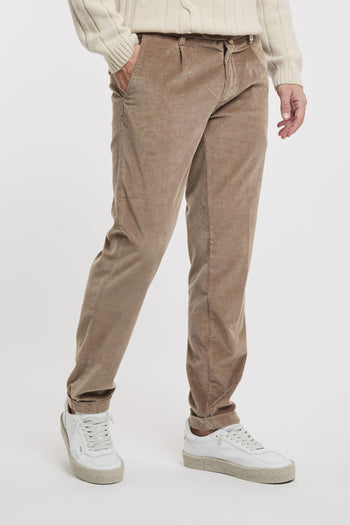 Pantalone in velluto millerighe con pence - 4