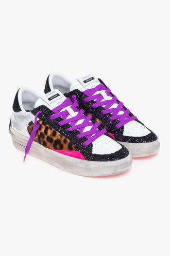 Sneaker Sk8 Deluxe in pelle, glitter e cavallino - 2