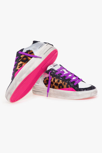 Sneaker Sk8 Deluxe in pelle, glitter e cavallino - 4