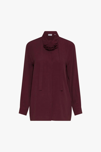 Camicia "Cabiria" in crepes misto seta con fiore