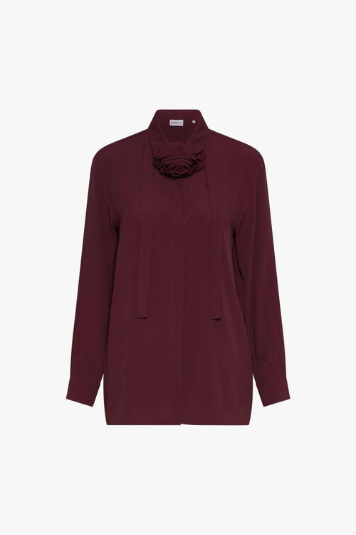 Camicia "Cabiria" in crepes misto seta con fiore