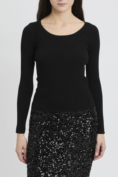 Maglia manica lunga a costine sottili "Dilly" in misto viscosa