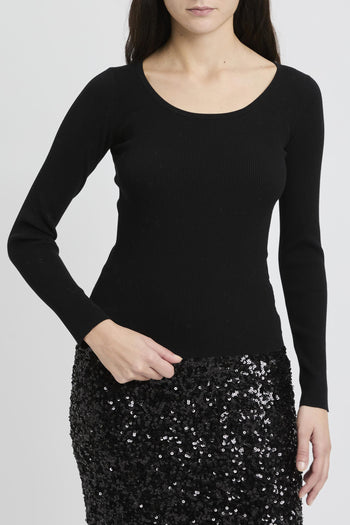 Maglia manica lunga a costine sottili "Dilly" in misto viscosa - 2