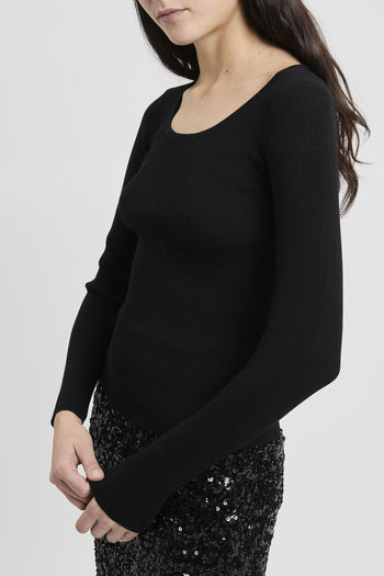 Maglia manica lunga a costine sottili "Dilly" in misto viscosa - 3