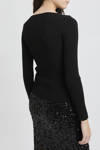 Maglia manica lunga a costine sottili "Dilly" in misto viscosa - 5