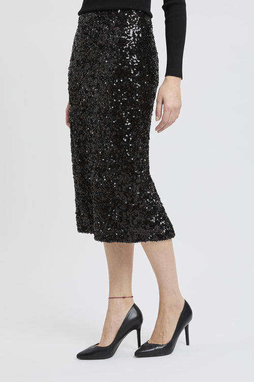 Gonna longuette "Rennes" in jersey elasticizzato con paillettes