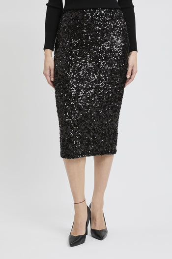 Gonna longuette "Rennes" in jersey elasticizzato con paillettes - 2