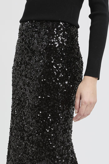 Gonna longuette "Rennes" in jersey elasticizzato con paillettes - 3