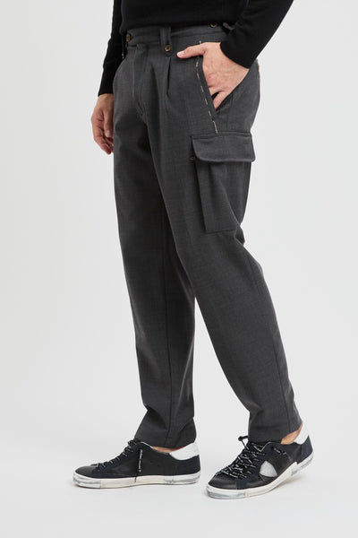 Pantalone cargo sartoriale in misto lana