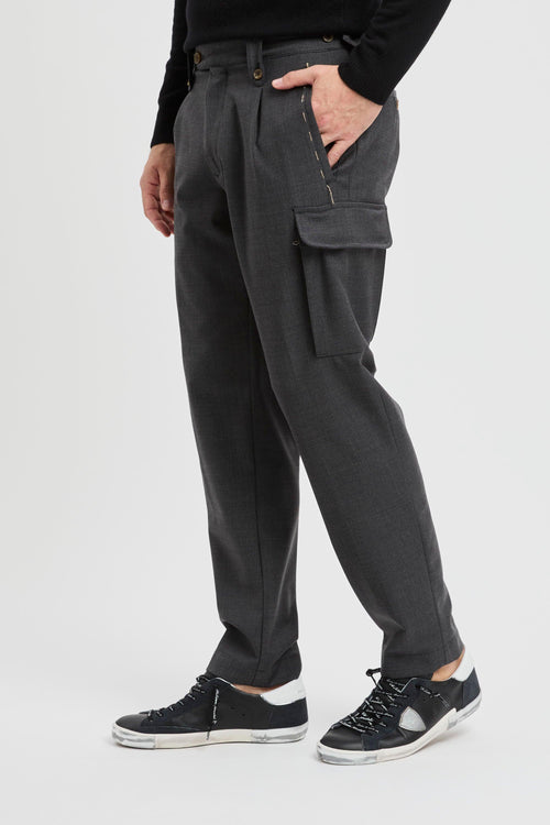 Pantalone cargo sartoriale in misto lana