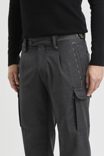 Pantalone cargo sartoriale in misto lana - 6