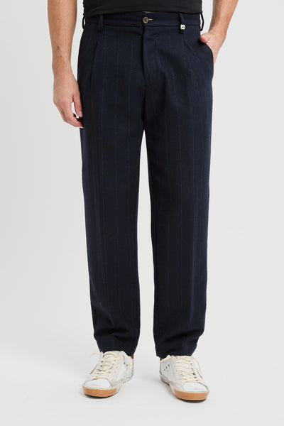 Pantalone sartoriale over in misto lana gessato