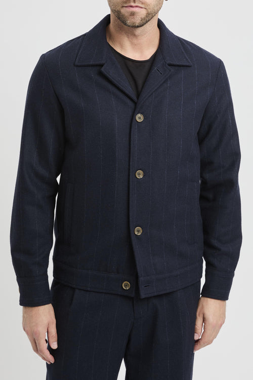 Giacca in misto lana gessato