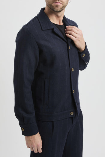 Giacca in misto lana gessato - 5