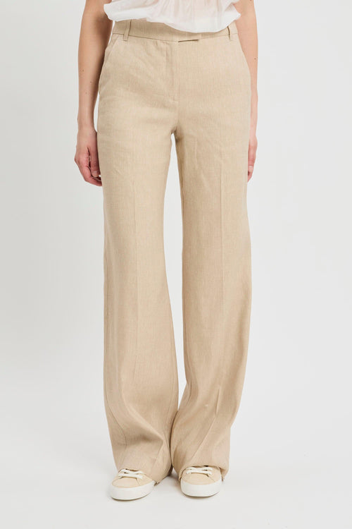 Pantalone a palazzo in chevron di lino e viscosa (Mod. MLLODINO)