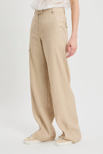 Pantalone a palazzo in chevron di lino e viscosa (Mod. MLLODINO) - 2