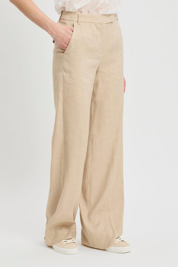 Pantalone a palazzo in chevron di lino e viscosa (Mod. MLLODINO) - 4
