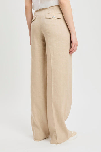 Pantalone a palazzo in chevron di lino e viscosa (Mod. MLLODINO) - 6