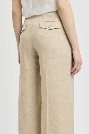 Pantalone a palazzo in chevron di lino e viscosa (Mod. MLLODINO) - 7