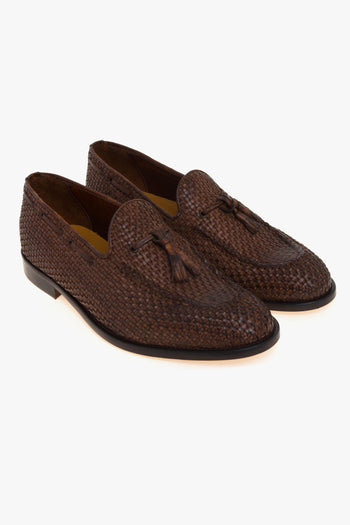 Mocassino tassel in pelle intrecciata con suola in cuoio - 2